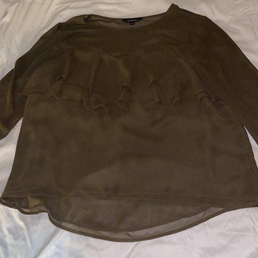 Express green sheer blouse L